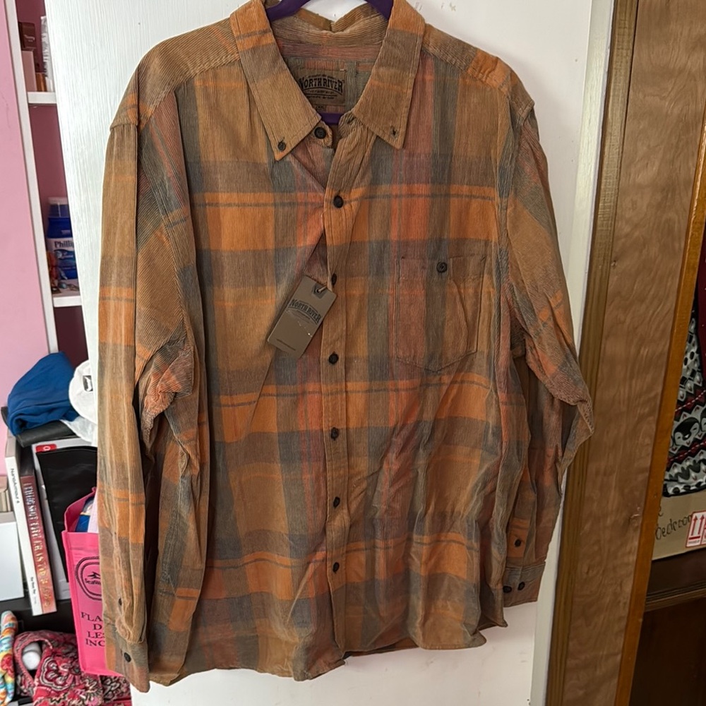 North River Plaid Corduroy Button Up Shirt